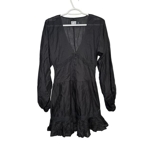 Reclaimed vintage teired long sleeve mini dress womens 2 whimsigoth witchy fairy - Picture 1 of 8